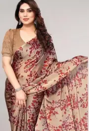 MIRCHI FASHION Women's Stylish Chiffon Floral Printed Saree with Blouse Piece