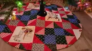 Patchwork multi color with child tree skirt, 39 inches, reversible