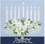 FLORAL MENORAH Handpainted Needlepoint Canvas By MELISSA SHIRLEY DESIGNS