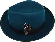 [Beavorty] Wool Felt Cowboy Hat Wide Brim Unisex Fedora Comfortable for Events Everyday Wear Green