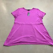 NEW J. Jill Wearever Collection Short Sleeve Tunic Top M Dragonfruit Pink Flowy