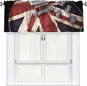 LHBWCVN Guitar British Flag Valances for Windows, Rod Pocket Window Treatment Drapes Farmhouse Kitchen Curtains Short Blackout Window Curtains for Living Room Bedroom Decor 54x18 Inch
