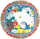 "Doraemon" Kutani Ware Small Plate Shoza Style Colored Gold Made in Japan