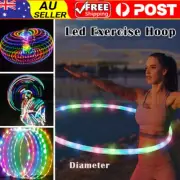 LED Light Up Exercise Fitness Hoop Dance Lose Weight Color Changing DetachabBK