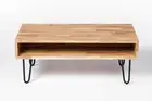 Solid Oak Wood Coffee Table With Metal Hairpin Legs, L100 x W50 x H39.5 cm