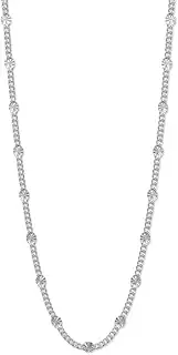 [JewelryWeb] 925 Sterling Silver Sun Disk Dapped Curb Chain Bracelet 2mm Has Links Creating a 4mm Lobster Clasp Closure 18 Centimeters Link-Bracelet for Women and Men