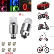 2X Flash LED Wheel Valve Caps Lights For Bike Car Motorcycle Battery Included RK