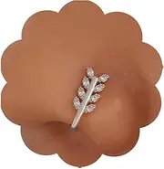 [Aneneiceera] Vintage Crystal Leaf Nose Ring Hoop Gold Rhinestone Leaf Nose Ring Stud Tiny Leaf Nose Screw Stud Ring Boho CZ No Piercing Nose Hoop Clip On Nose Ring Jewellery for Women (Gold A)