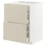 METOD / MAXIMERA base cab f hob/2 fronts/2 drawers, white/Havstorp beige, 60x60x80 cm