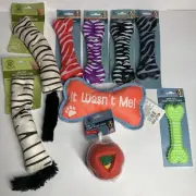 Bundle of 9 New Dog & Cat Toys - Squeaky Bones, Hard Bone, Cat Toy, Rubber Ball