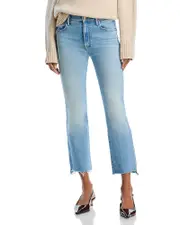 Mother The Insider High Rise Crop Step Fray Hem Jeans in Can You Dig It