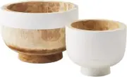 Mud Pie Paulownia Nested Bowl Set,Natural,small 6" x 9" dia | large 7 1/4" x 11"