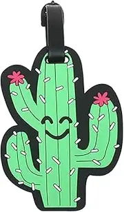 QFSH Cute Silicone Luggage Tag for Women Men Unique Travel Bag Tags Funny Colorful Identifier Suitcase Label (Cactus)