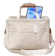 School Bag - Shoulder Bag for Children with Large Capacity, Travel Bags for Kids in Canvas, Nappy Bags with Adjustable Shoulder Strap for Travel Removable, White, Siehe Beschreibung