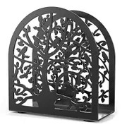 Metal Napkin Holder - Black Napkin Dispenser Kitchen Countertops With Cutout Tree And Bird Design