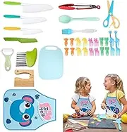 Toddler Kitchen Knives,Kids Cooking Utensils - Kids Knives for Cooking Cutting Veggies Fruits, Cute Fish Shape Kids Kitchen Tools, Applicable Shwing