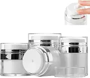 4 Airless Pump Jar, Cream Airless Pump Bottle, 15/30/50g Refillable Skin Care Containers, Moisturizer Container Used for Lotions, Creams, Serums, And Makeup, Travel Containers Push Down Pump (White)