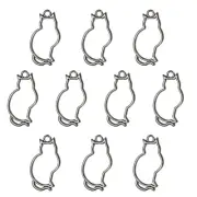 20Pcs Cat Shaped Alloy Open Back Bezel Pendants Resin Frame, Black