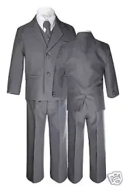 Charcoal Dark Gray Formal Wedding Vest Tuxedo Suits for Boys Baby Toddler Teen