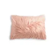 High End LUXE FRISCO MONGOLIAN SHEEPSKIN FAUX 12 x 20" PILLOW DUSTY ROSE-NWT