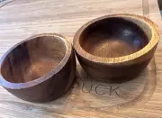 2 Mini Wood Bowls 3” x1 7/16” Spice Set Of 2 Salt Pepper Bowl