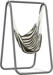 emlovosy Heavy Duty Hammock Stand, Indoor & Outdoor A-Frame Hammock Swing Space Saving Metal Stand 220lb Max Weight Adult Swing Chair Camping Hammock Balcony Patio Yard Gray B