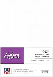 Crafter's Companion A4 Premium Linen White Card Pack-300GSM-Pack Includes 100 Sheets