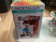 Nostalgia Snow Cone Maker Red Retro Stainless Steel Cutting Blades Reusable Cup