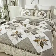 King Size Luxury Patchwork Quilts Farmhouse Vintage Quilted Coverlet Cotton