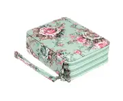 Pencil Case Multi-function Dust-proof Polyester Smooth Zipper Design Storage Bag for Students-Mint Green