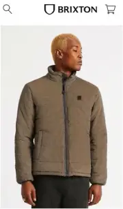 Brixton Mens Cass Puffer Jacket - Navy Khaki BRAND NEW