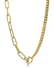 ADORNIA 14K Plated Curb Paperclip Chain Necklace