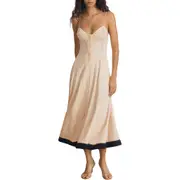 Reiss Atelier Virginia Stitch Detail Bustier Bodice Midi Dress in Neutral at Nordstrom, Size 6 Us