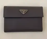 Authentic PRADA Ardesia Grey Nylon Tri-Fold Wallet NIB