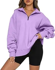 [Generic] Fashion Casual Tops for Women Tops for Ladies Oversized Half Zip Pullover Long Sleeve Sweatshirt Quarter Zip Hoodie Sweater Teen Girls Fall Blouse Clothes