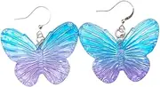 [Generic] 1 Pair Gradient Color Piercing Girls Earrings Acrylic Transparent Butterflies Drop Hook Earrings Jewelry Accessories Girls