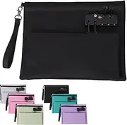 [Generic] Travel Lock Bag with Combination Lock - Double Layer Anti-Theft Money Organizer for Cash, Passport, Credit Cards & Documents - Secure Zippered Handbag