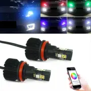 45W RGB LED Headlight APP BT Control H8 H9 H11 Driving Fog Light Bulbs Ballast (for: Fiat)