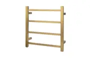 AQUAPERLA 4-Bar Heated Towel Rail - Square Bars - PVD Brushed Yellow Gold (W500mm x H520mm)