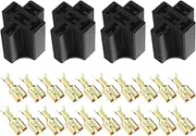 4 Sets Car Relay Plug Holders with 6.3mm Terminals for 4 Pin 5 Pin Relays 10A 12V/24V Automotive Relay Socket Base Connector Replacement Parts