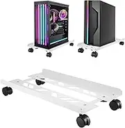 PC Stand for PC Tower Computer Desktop Stand Computer Trolley Universal Adjustable CPU Stand with Wheels Dustproof Heat Dissipation Easy to Clean (White)