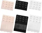 [AHQiZFX] Pack of 6 Bra Extender, Bra Closure, Elastic, Women's Bra Extender, Bra Strap Extender, Underwear Extension Buckle Extension Strap, Bra Extender, Pregnancy Accessories, Bra Extender Strap, Black,