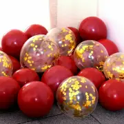 20Pcs Confetti Latex Balloons Set Balloon Birthday Wedding Party Decorations [Colour: Ruby Red & Gold Confetti]