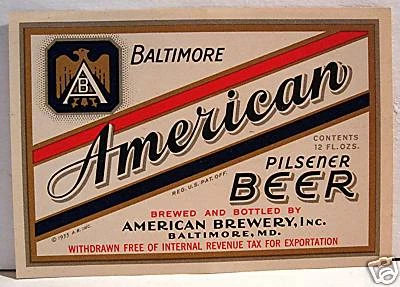 American Beer Bottle IRTP Free Label Brew Baltimore #3