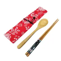 在飛比找蝦皮購物優惠-木之尊 好運花布套餐具組 環保筷湯匙組 帆布方筷組 筷子 湯