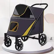 Pet Stroller Dog Pram Pushchair with Skylight 4 Wheels Cat Travel Cart Breathable Travel Carrier (Color: B)