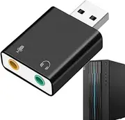 Apujent USB Card Adapter | USB 3.5mm Audio Adapter | Plug and Play USB Card Equipment, Sound Card Accessories for Laptops Desktops