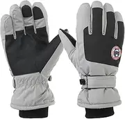 [uxcell] Winter Ski Snow Gloves, 1 Pair Waterproof Winter Warming Gloves Touchscreen Skiing Work Gloves for Women, Grey-Black