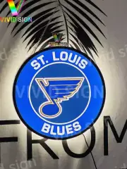 16" St. Louis Blues Logo 3D LED Lighted Sign Neon Lamp Beer Bar Hanging Man Cave