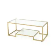 Costway Rectangular Coffee Table Tempered Glass